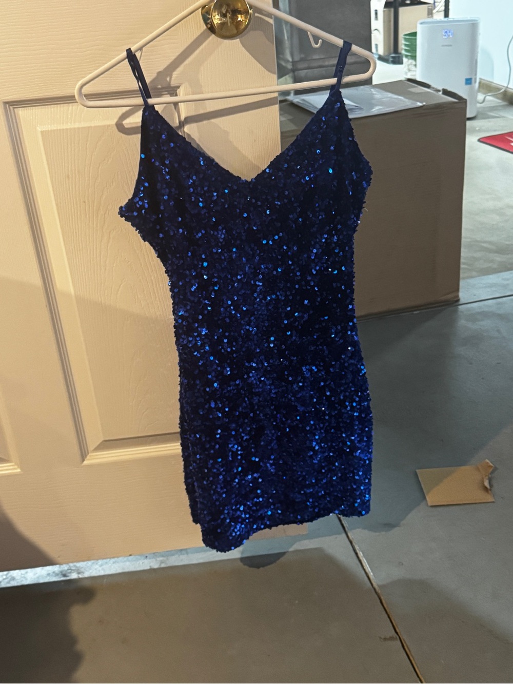 Sparkling Royal Blue Sequin Slip Dress